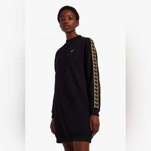 Fred Perry Gold Taped Sweater Dress US 10 UK 14 NWT Black